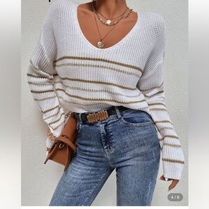 SHEIN Cropped Striped Knit Sweater